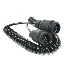 Trailer 3m Curly Connecting Lead 13 Pin Connector 2 x 8 Pin Plugs 8 Core