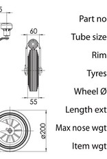 48mm Kartt Orange Jockey Wheel Plastic Rim Rubber Tyre | Fieldfare Trailer Centre