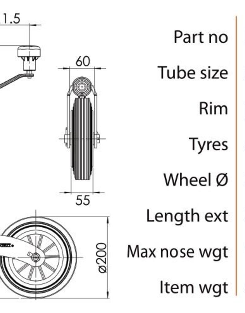 48mm Kartt Orange Jockey Wheel Plastic Rim Rubber Tyre | Fieldfare Trailer Centre