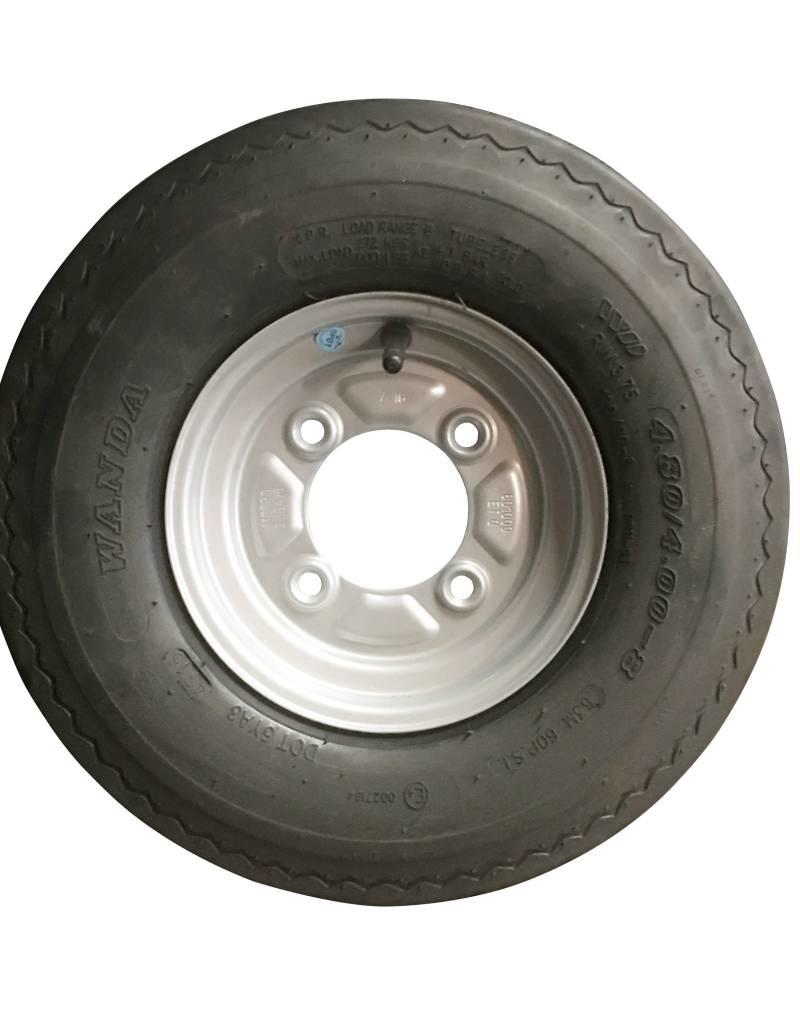 400 x 8 Wheel and Tyre 4 PLY in White 4 inch  PCD | Fieldfare Trailer Centre