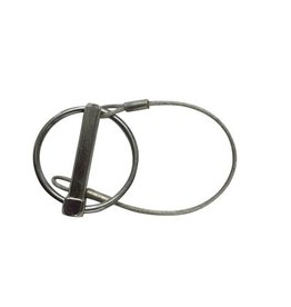 Hardware - Linch pin 8mm dia, Spring steel ring 43 mm, plastic coated retainer wire 190 mm L