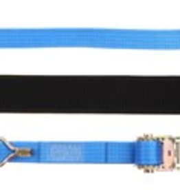 4m x 35mm Ratchet strap with claw hooks AND Over Wheel wear sleeve