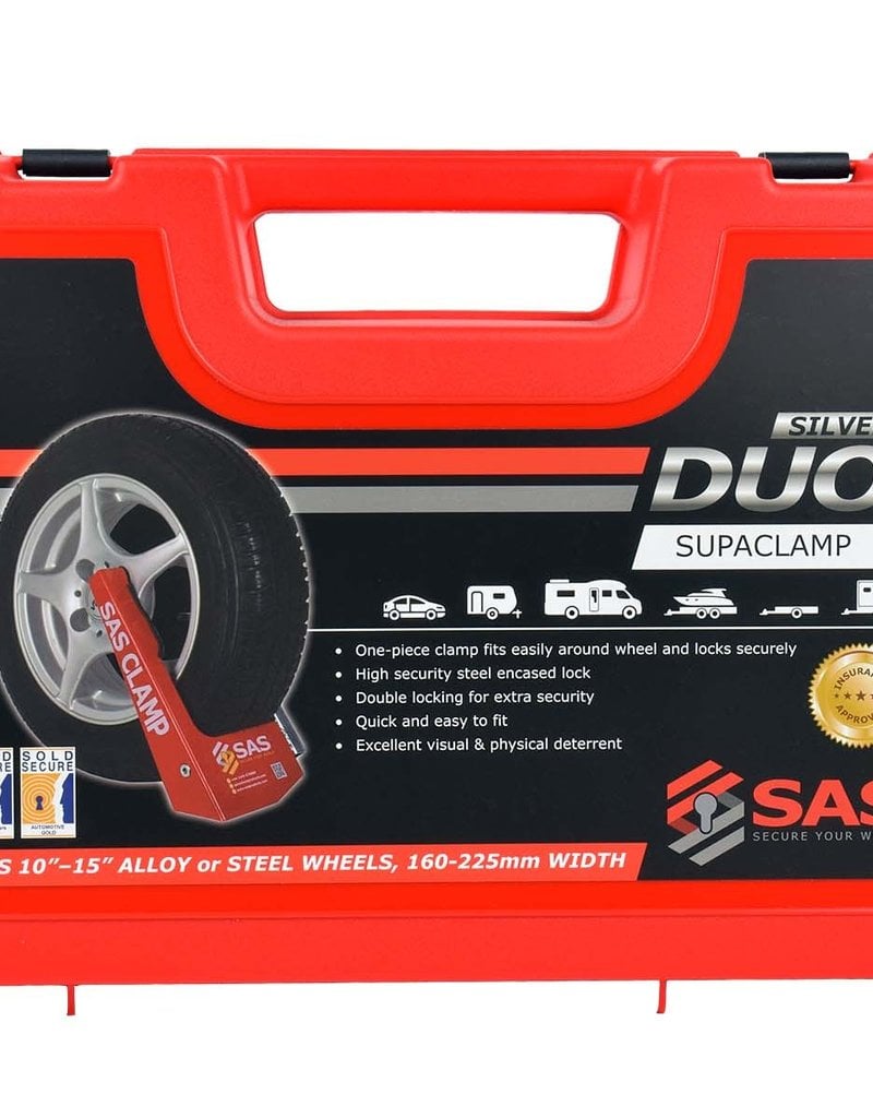 SAS Supaclamp Duo Silver Wheelclamp in case