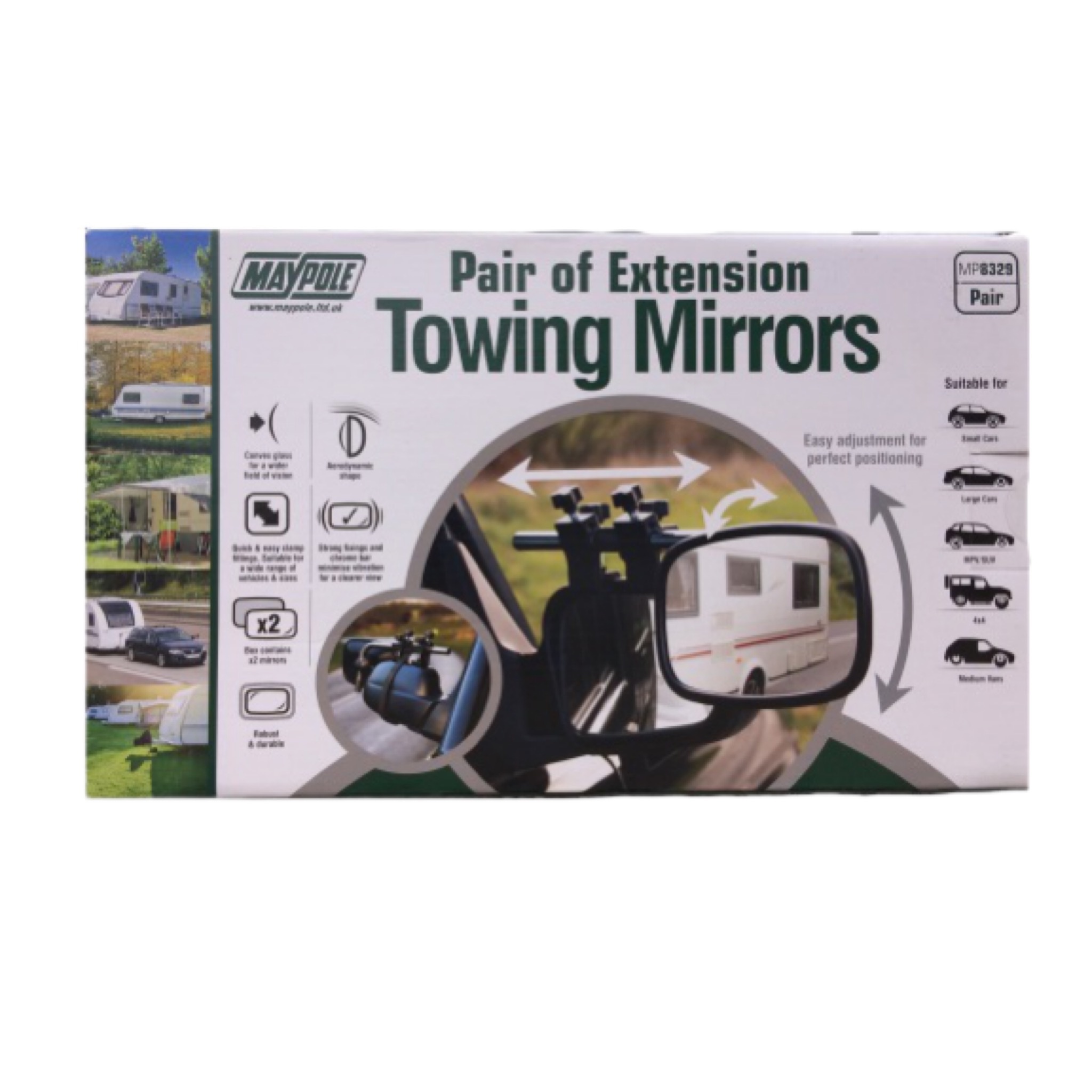 Extension Towing Mirrors for caravans and trailers Fieldfare Trailer