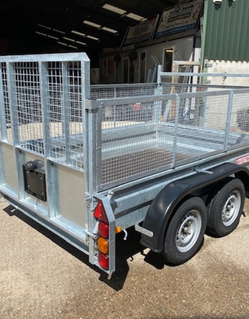 Wessex Trailers Wessex WG85 Twin Axle Braked Goods Trailer 2.6t GVW, Ramp Tailgate, Mesh Sides, Spare Wheel & Carrier