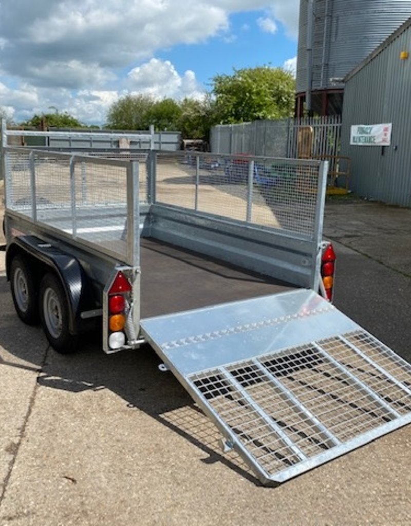 Wessex Trailers Wessex WG85 Twin Axle Braked Goods Trailer 2.6t GVW, Ramp Tailgate, Mesh Sides, Spare Wheel & Carrier