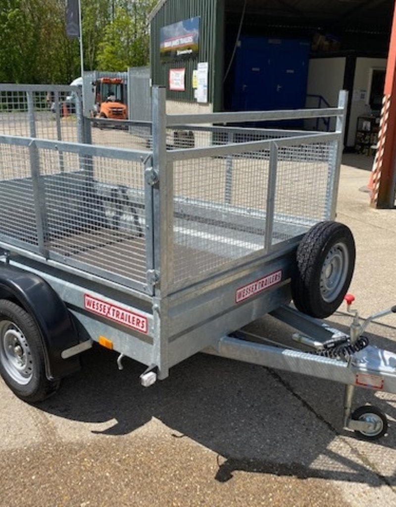 Wessex Trailers Wessex WG85 Twin Axle Braked Goods Trailer 2.6t GVW, Ramp Tailgate, Mesh Sides, Spare Wheel & Carrier