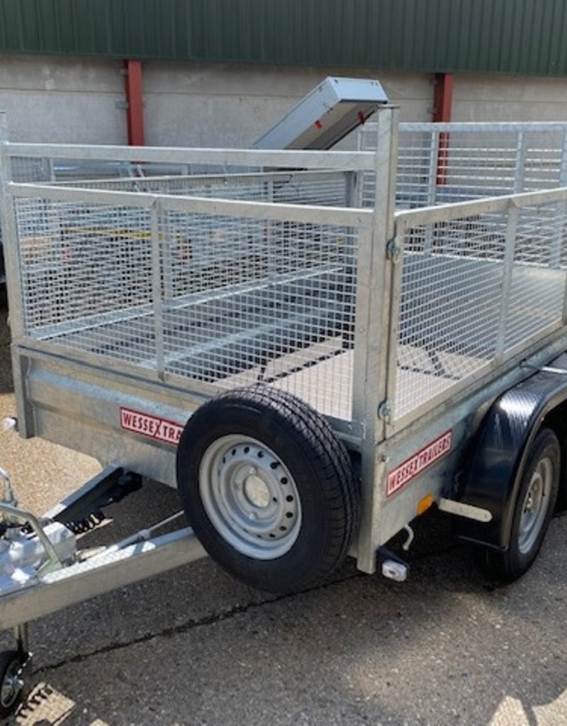 Wessex Trailers Wessex WG85 Twin Axle Braked Goods Trailer 2.6t GVW, Ramp Tailgate, Mesh Sides, Spare Wheel & Carrier