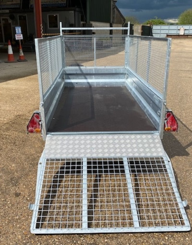 Wessex Trailers Wessex UBGT84 Single Axle Unbraked Goods Trailer 750kg GVW, Mesh Sides, Ramp Tailgate, Spare Wheel & Carrier