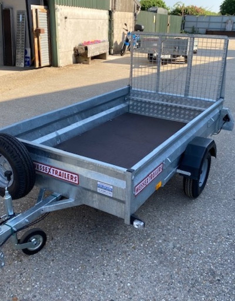 Wessex Trailers Wessex UBGT74 Single Axle Unbraked Goods Trailer 750kg GVW, Fitted with Ramp Tailgate,  Prop Stands, Spare Wheel & Carrier