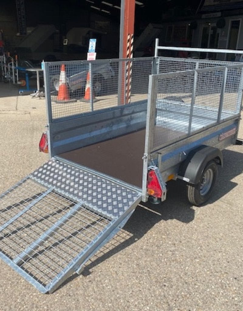 Wessex UBGT64 Single Axle Unbraked Goods Trailer 750kg GVW Fitted with Mesh Sides, Ramp Tailgate, Prop Stands & Spare Wheel
