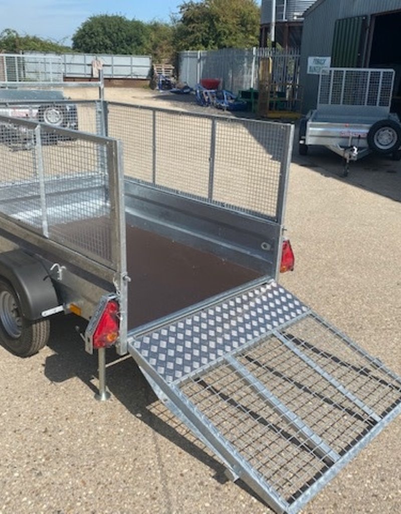 Wessex UBGT64 Single Axle Unbraked Goods Trailer 750kg GVW Fitted with Mesh Sides, Ramp Tailgate, Prop Stands & Spare Wheel