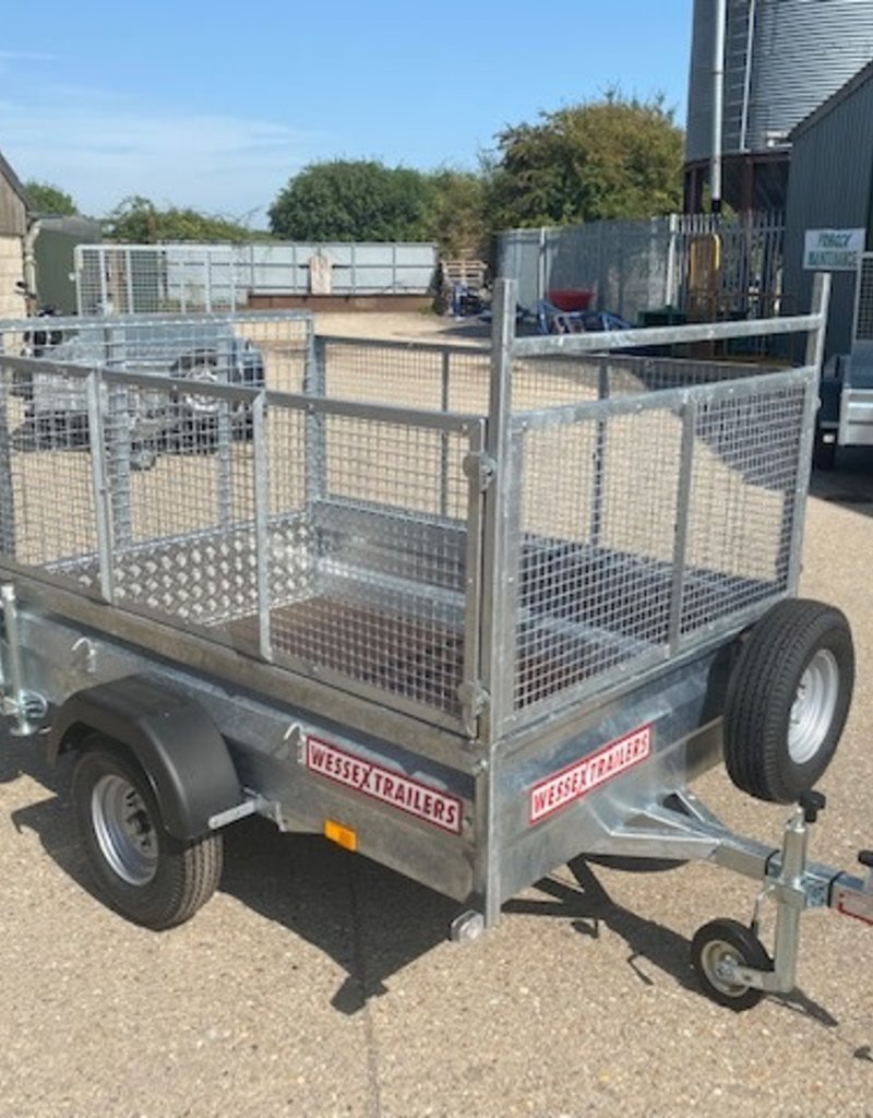 Wessex UBGT64 Single Axle Unbraked Goods Trailer 750kg GVW Fitted with Mesh Sides, Ramp Tailgate, Prop Stands & Spare Wheel