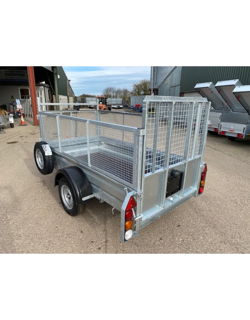 Wessex Trailers Wessex WG84 Single Axle Braked Goods Trailer 1.3t GVW, Ramp Tailgate, mesh Sides, Spare Wheel & Carrier