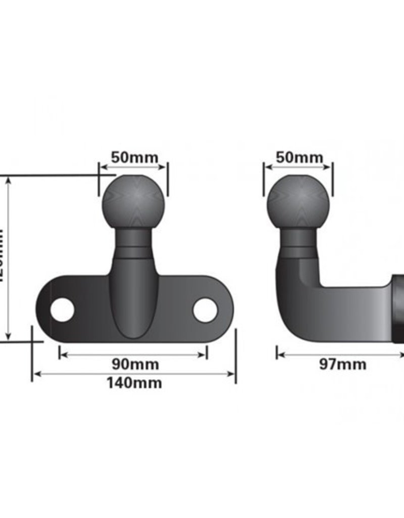 50mm Trailer High Reach Tow Ball E Approved