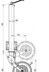 Kartt 60mm HD Jockey Wheel Auto Lift With Fixed Bracket 220x65 Wheel