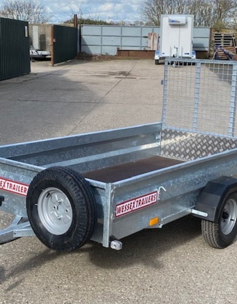 Wessex Trailers Wessex UBGT84 Single Axle Unbraked Goods Trailer 750kg GVW Fitted with  Ramp Tailgate, Spare Wheel & Prop Stands