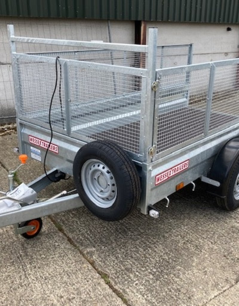 Wessex Trailers Wessex WG105 Twin Axle Braked Goods Trailer 2.6t GVW, Ramp Tailgate, Mesh Sides, Spare Wheel & Carrier