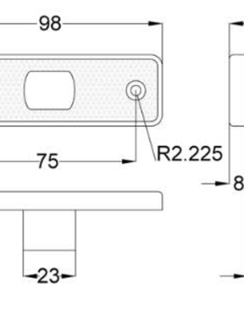 12-24V Front Clear LED Marker Lamp 98mm x 30mm