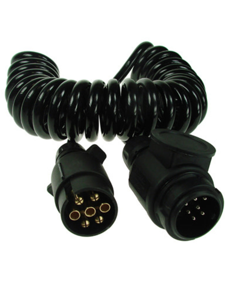 Trailer 2.5m Curly Connecting Lead 7 Pin Plug to 13 Pin Plug | Fieldfare Trailer Centre