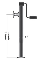 Heavy Duty Telescopic Trailer Swivel Jack 1265kg | Fieldfare Trailer Centre