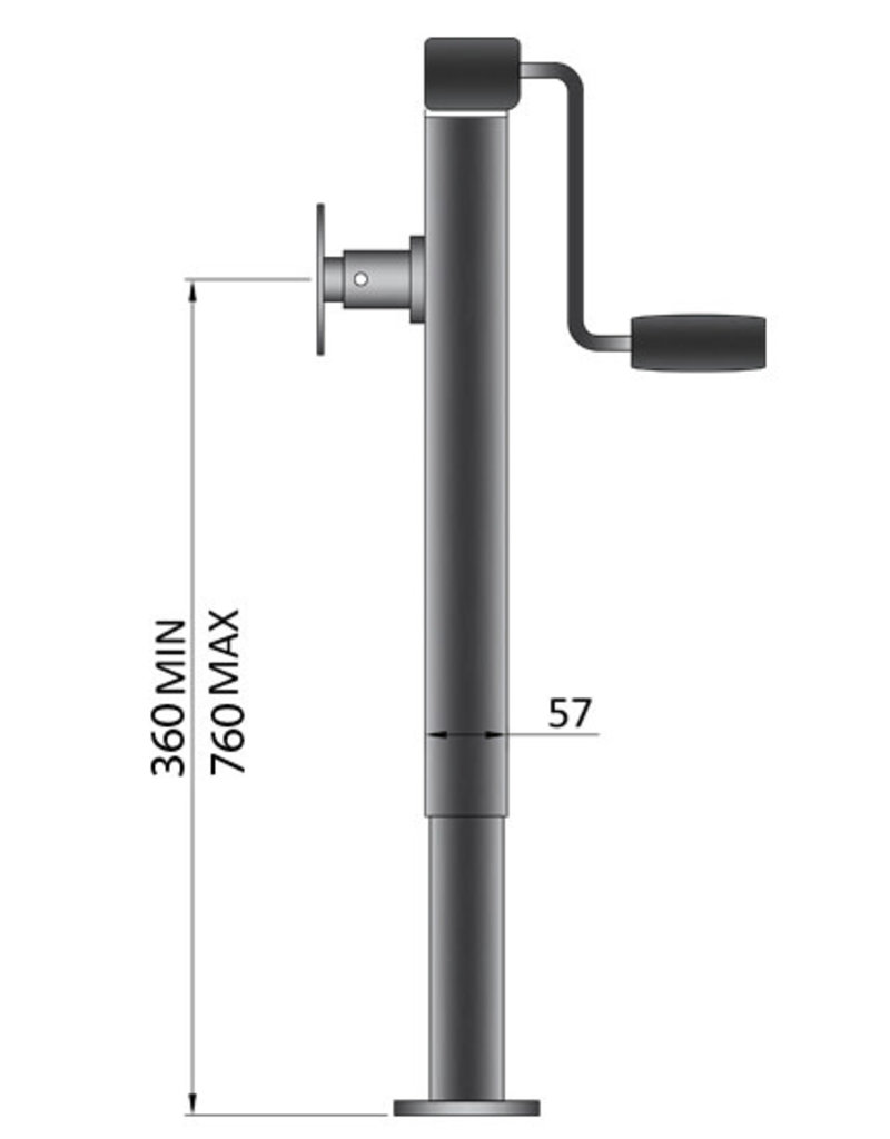 Heavy Duty Telescopic Trailer Swivel Jack 1265kg | Fieldfare Trailer Centre