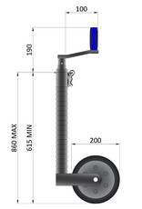 48mm Heavy Duty Serrated Jockey Wheel - 500kg Static Nose Weight