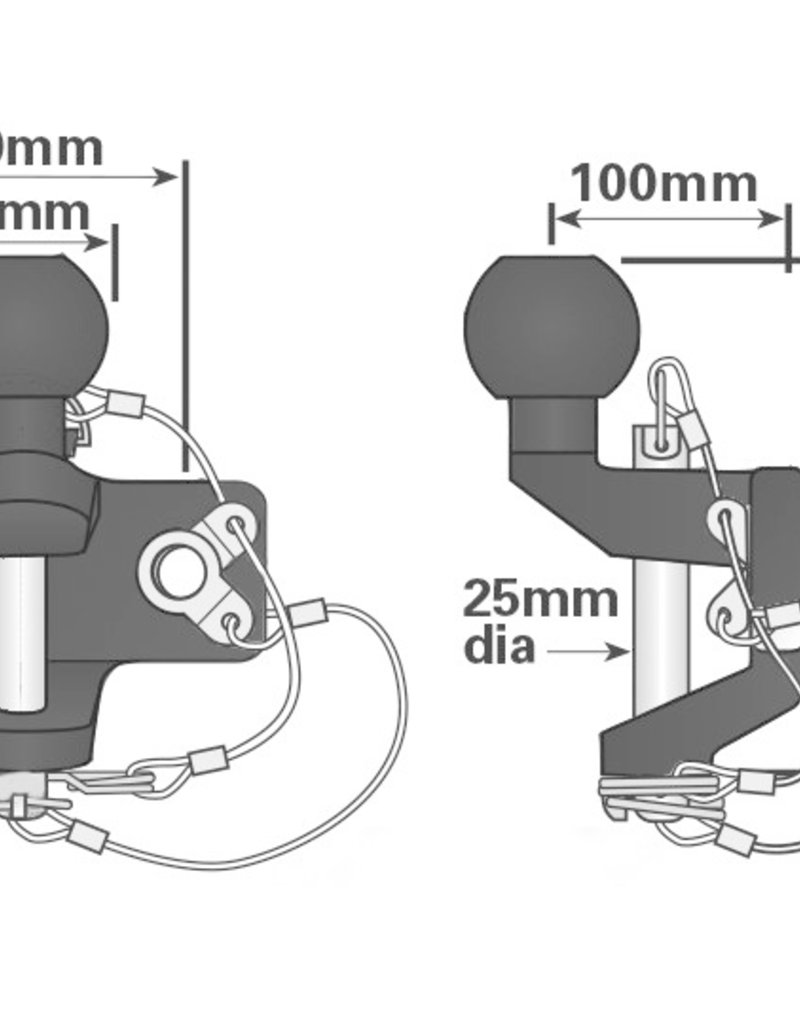 50mm Ball & Pin Hitch Black