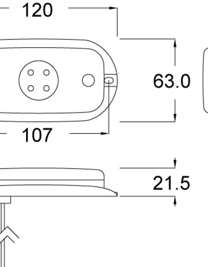 Perei 12/24V Red LED Rear Marker Lamp With Reflector