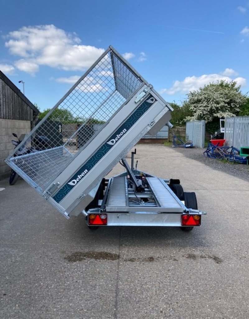 Debon Debon PW2.4 Three Way Tipper Trailer - 3m x 1.8m  2.6t GVW, Mesh Sides & Aluminium Loading Ramps