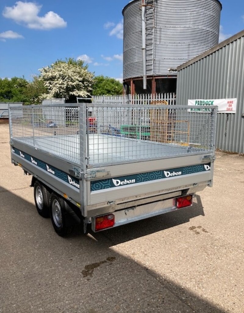 Debon Debon PW2.4 Three Way Tipper Trailer - 3m x 1.8m  2.6t GVW, Mesh Sides & Aluminium Loading Ramps