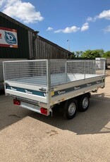 Debon Debon PW2.4 Three Way Tipper Trailer - 3m x 1.8m  2.6t GVW, Mesh Sides & Aluminium Loading Ramps