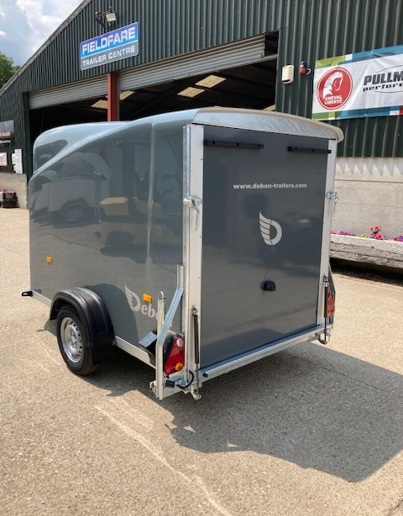 Debon Debon Roadster Cargo 1300 Box Van Trailer - Polyester Body -in  Iron Grey 1.3t GVW , Side Door &  Spare Wheel