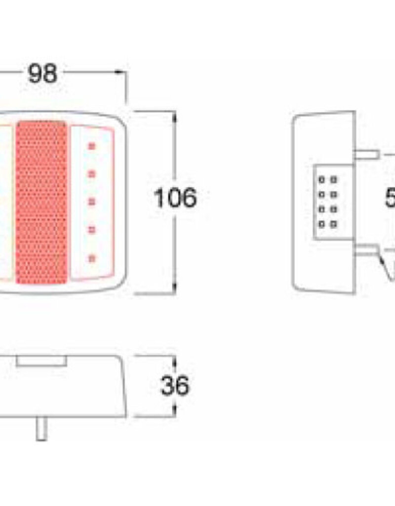 12V LED Square Combination Lamp