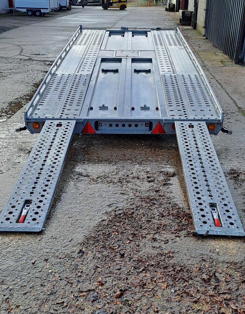 Used Brian James T6  Transporter 230-5452 5m x 2.1m 10" Wheels With Manual Winch, Tilt  & 1.8m Ramps