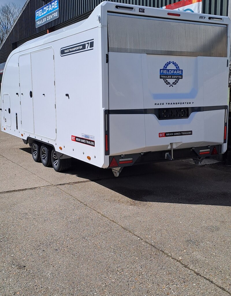 Brian James Race Transporter 7, MY25 - 5.5m x 2.3m, 3500kg, Tri Axle, 10" Wheels, White