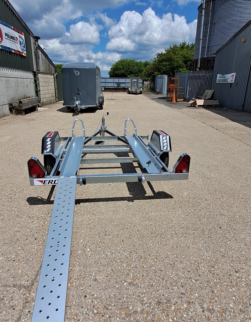 Erde CH751 Double Motorbike Trailer 750Kg gross With 1.5m Loading Ramp