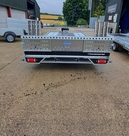 Brian James 231 T Transporter Trailer, 5.5m x 2.24m, 3.5t, 10in wheels, 3 Axle Fitted With Full Width Tail Panel, Electric Assistance Pack