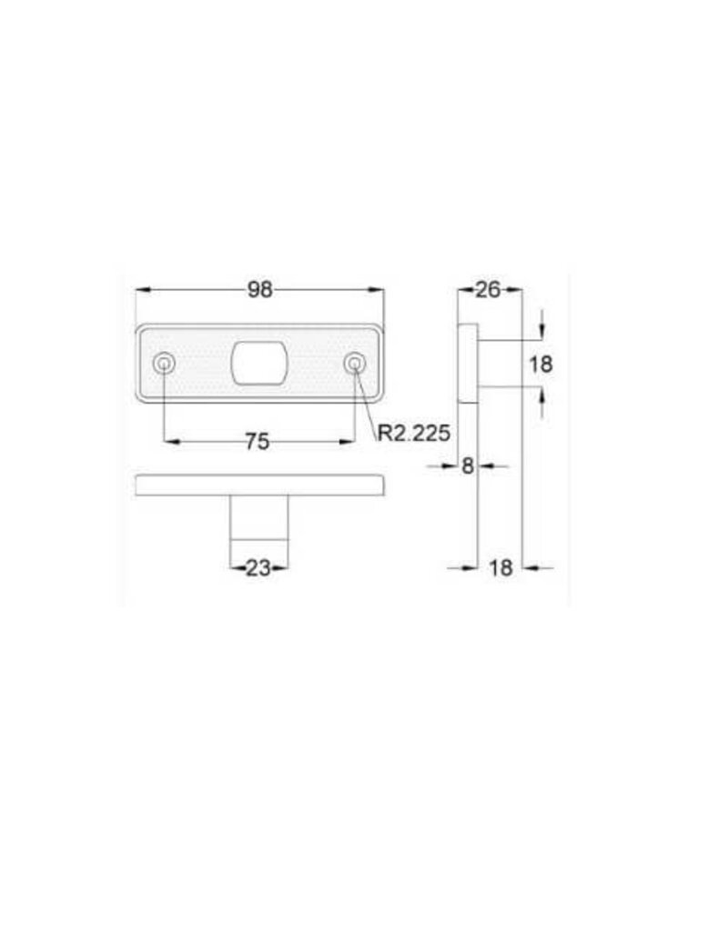 12-24V Front Clear LED Marker Lamp 98mm x 30mm