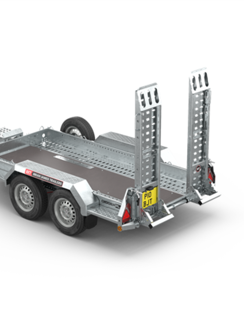 Brian James Digger Plant 2 - 2.8m x 1.3m  3500kg GVW - Spare Wheel with twin adjustable ramps