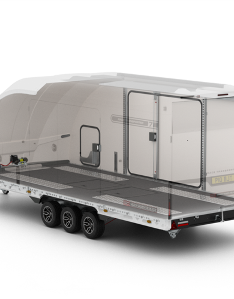 Brian James Race Transporter 7, MY26 - 5.5m x 2.1m, 3500kg, Tri Axle, 10" Wheels, White