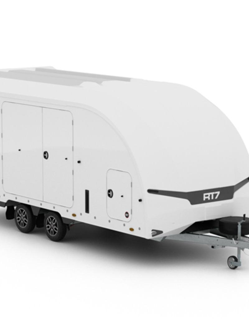 Brian James Race Transporter 7, MY23 - 5.5m x 2.3m, 3500kg, Twin Axle, 12" Wheels, White