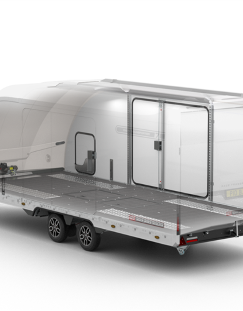 Brian James Race Transporter 7, MY26 - 6.0m x 2.3m, 3500kg, Twin Axle, 12" Wheels, White