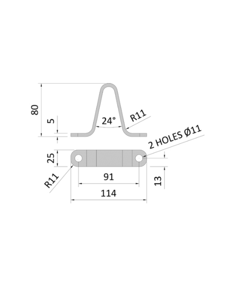ERDE 80MM COUPLING SKID, 90MM HOLE CENTRES BK