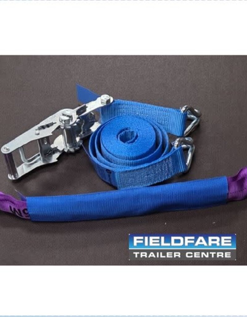 4m  Blue Ratchet Strap with Claw Hooks & Soft Link