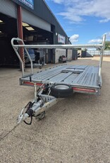 2023 Brian James T Transporter 5.5m x 2.2m Twin Axle 3500kg GVW Tyre Rack & tilt Bed