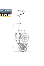 Kartt 60mm HD Jockey Wheel Auto Lift With Fixed Bracket 220x65 Wheel