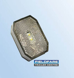Lamp-Aspock, Front Marker - White, Flexi-point LED, Rectangular, No Mount bkt, 0.5m DC cable 12/24v