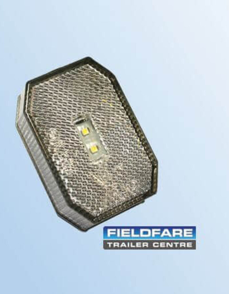 Lamp-Aspock, Front Marker - White, Flexi-point LED, Rectangular, No Mount bkt, 0.5m DC cable 12/24v