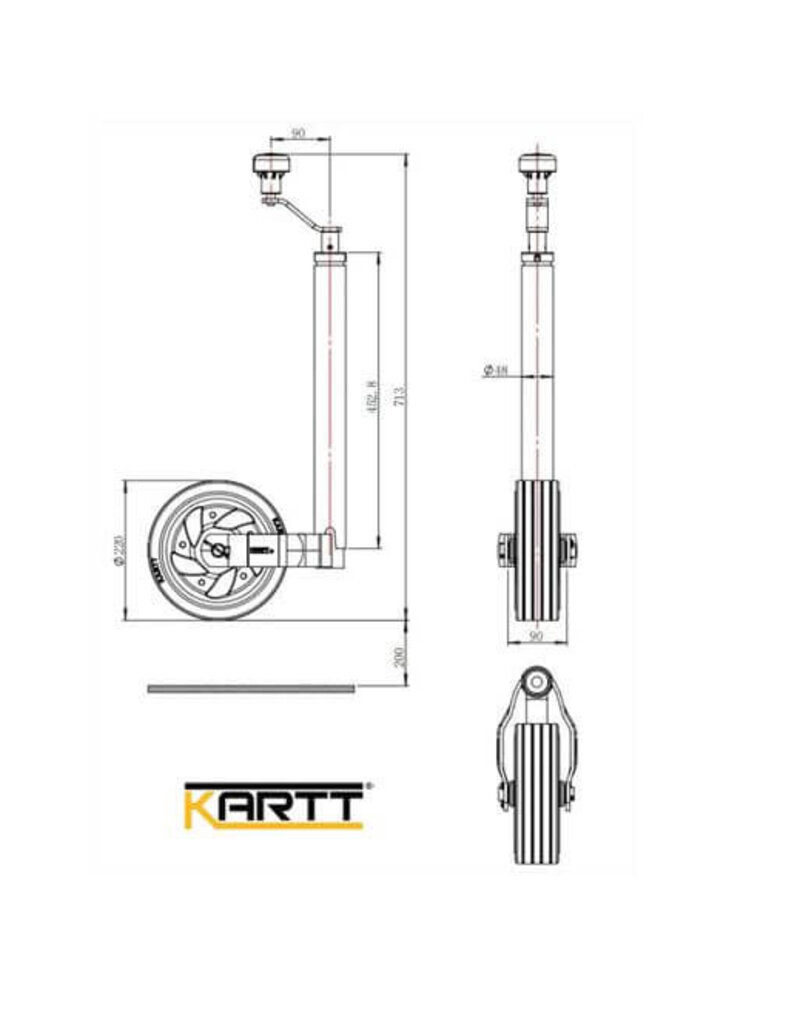 Kartt Orange 48mm Ultimate Caravan Jockey Wheel LP Wide